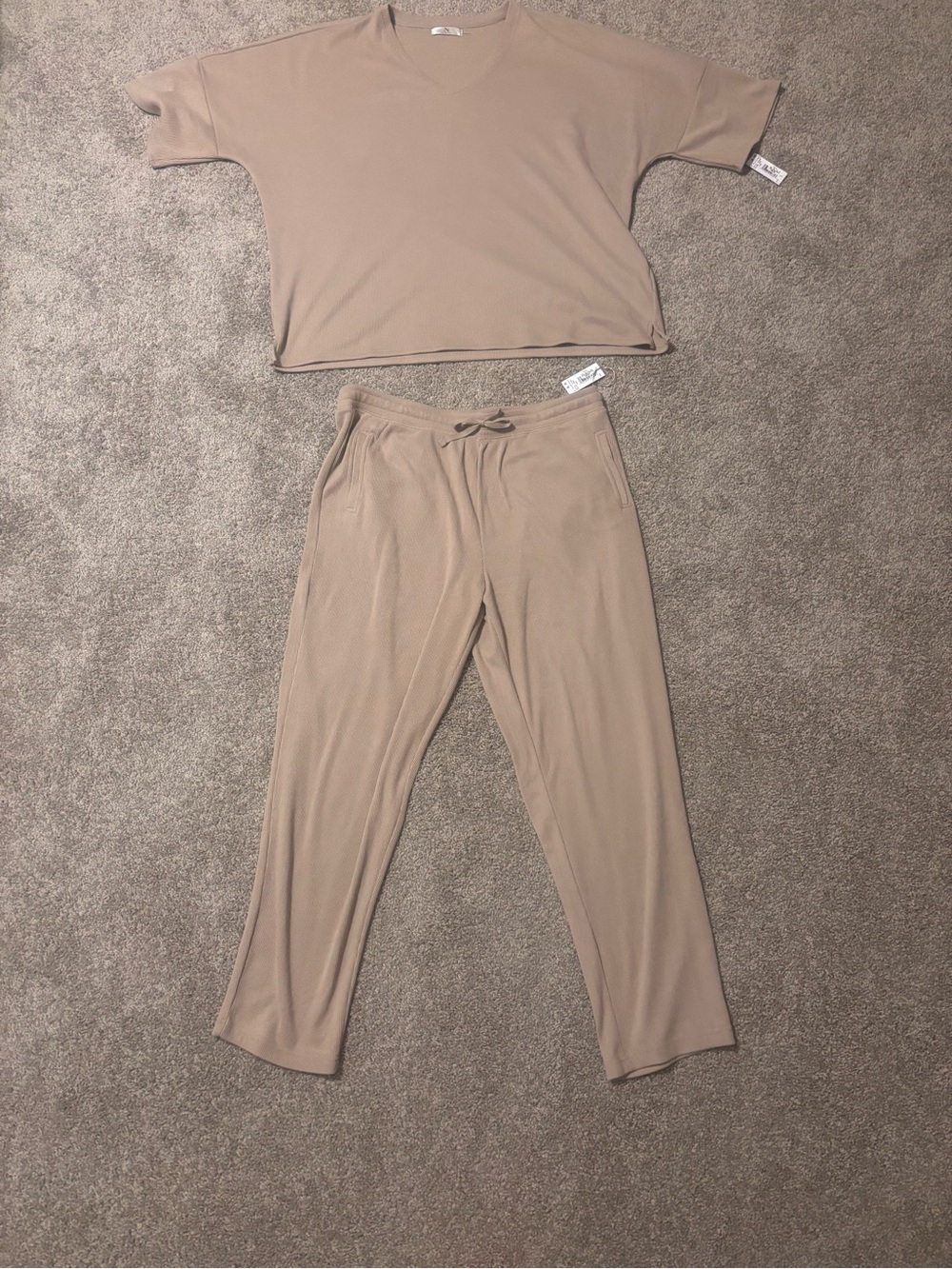 Natori Beige/Taupe Relaxed Track Pants & Top Set NWT